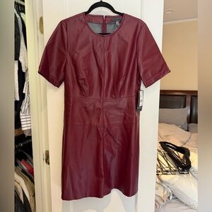 Bagatelle Wine Red Faux Leather Midi Dress